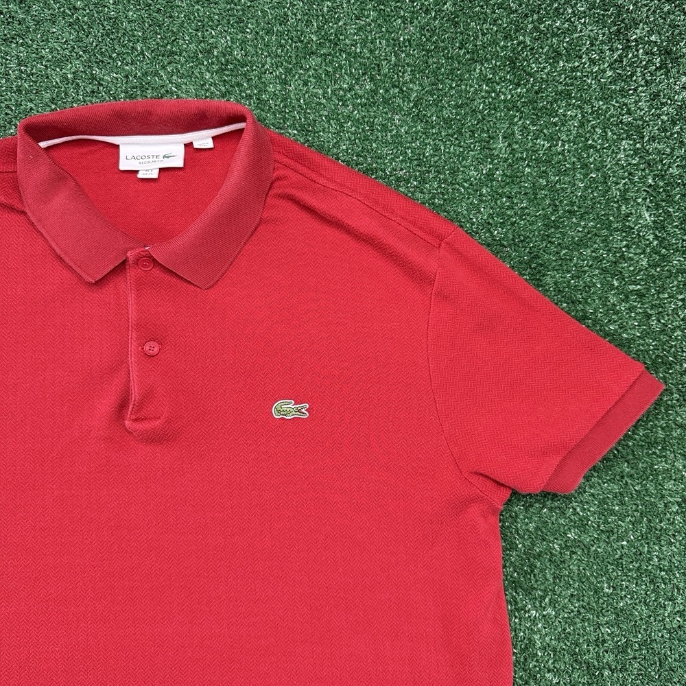 Lacoste Regular Fit Men's Short Sleeve Polo Shirt Size XL FR 6 Red
